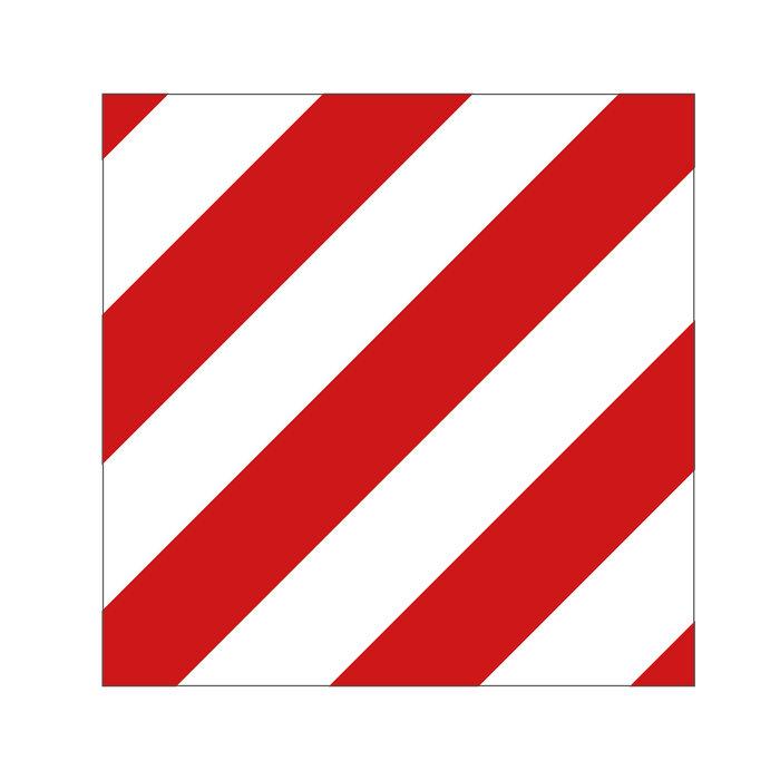 VARNINGSSKYLT SIDOMARKERING VÄNSTER 423x423mm