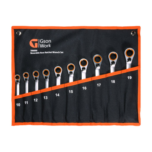 Reversible Rose Ratchet Wrench Set 10-19 mm