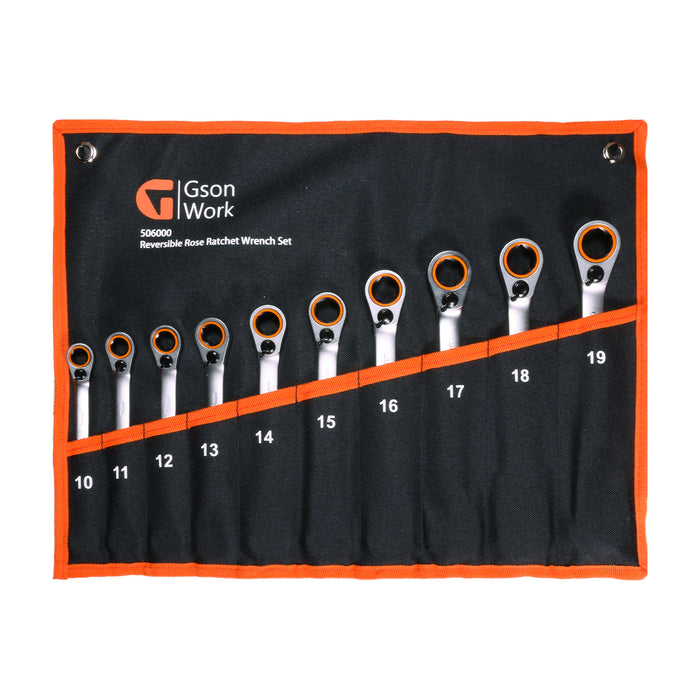 Reversible Rose Ratchet Wrench Set 10-19 mm
