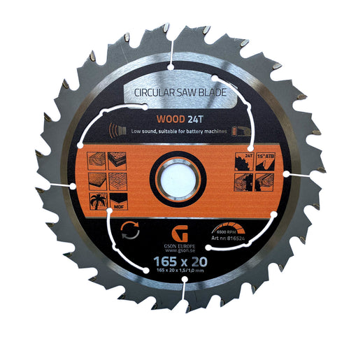 Circular Saw Blade Wood 24 T 165 x 20 x 15 / 10 mm