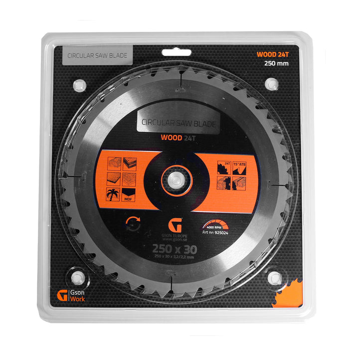 Circular Saw Blade Wood 24 T 250 x 30 x 3,2 / 2,2 mm