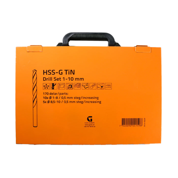 HSS-G TiN Drill Kit 1-10 mm 170 st