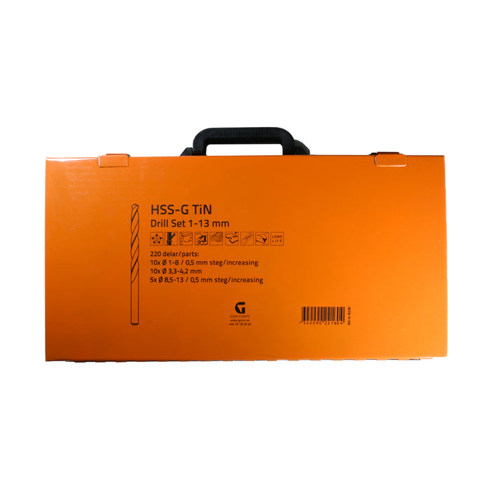 HSS-G TiN Drill Set 1-13mm 220 delar