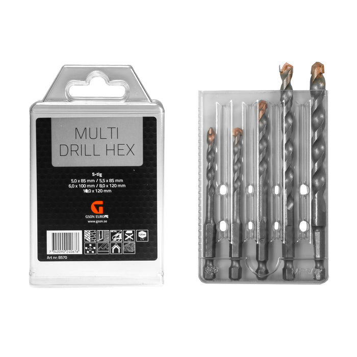 Multi Drill Hex Set 5 delar