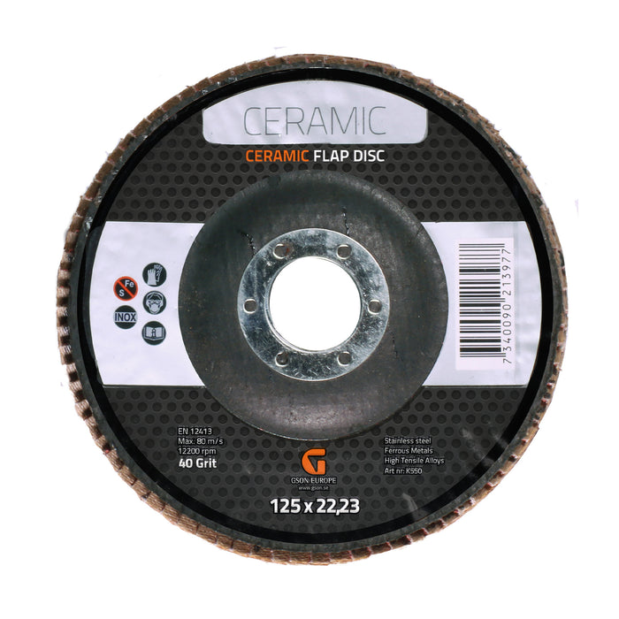 Ceramic Flap Disc 125 x 2223 mm 40 Grit