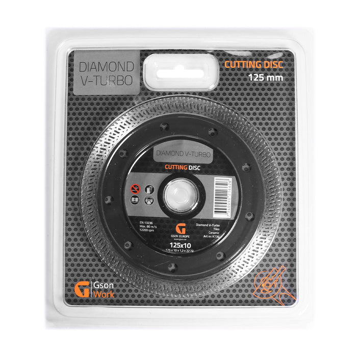 Diamond V-Turbo Cutting Disc 125 x 10,0 x 1,2 x  22,23 mm