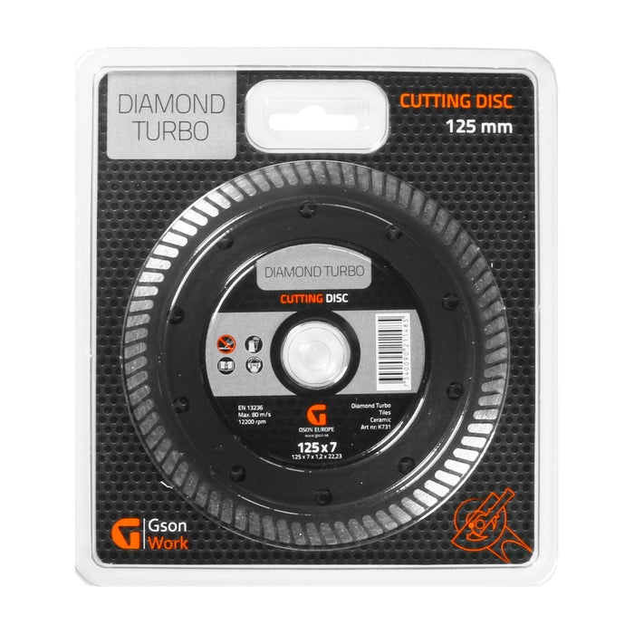 Diamond Turbo Cutting Disc 125 x 7,0 x 1,2 x  22,23 mm