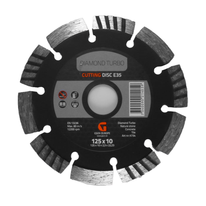 Diamond Turbo Cutting Disc E35 125 x 100 x 23 x  2223 mm