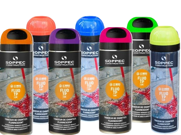 Märkfärg Soppec Fluo TP Blå 500ml – Högsynlig Sprayfärg för Bygg & Markarbeten