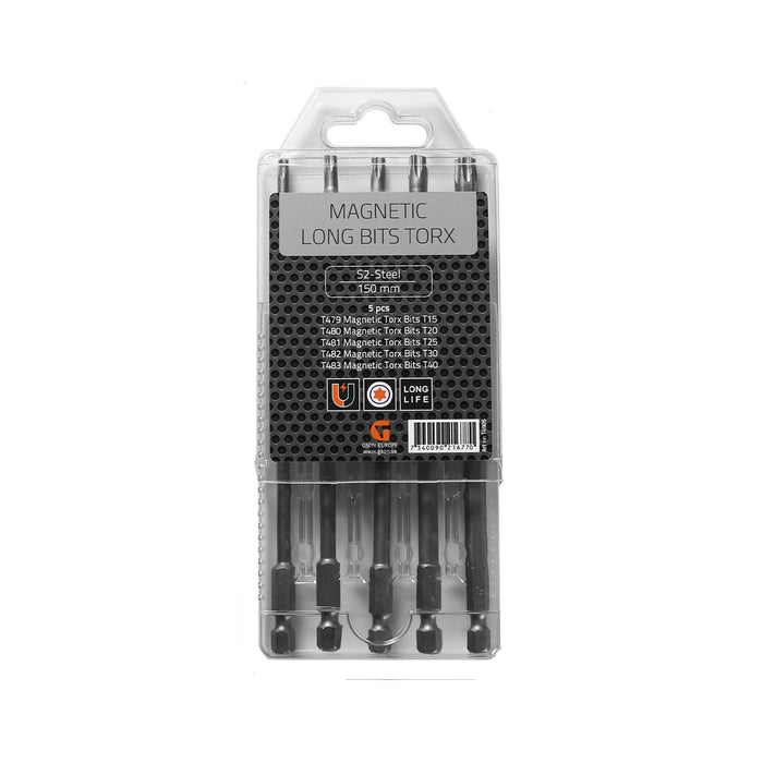 Magnetic long Bits Torx Set 150 mm 5 delar